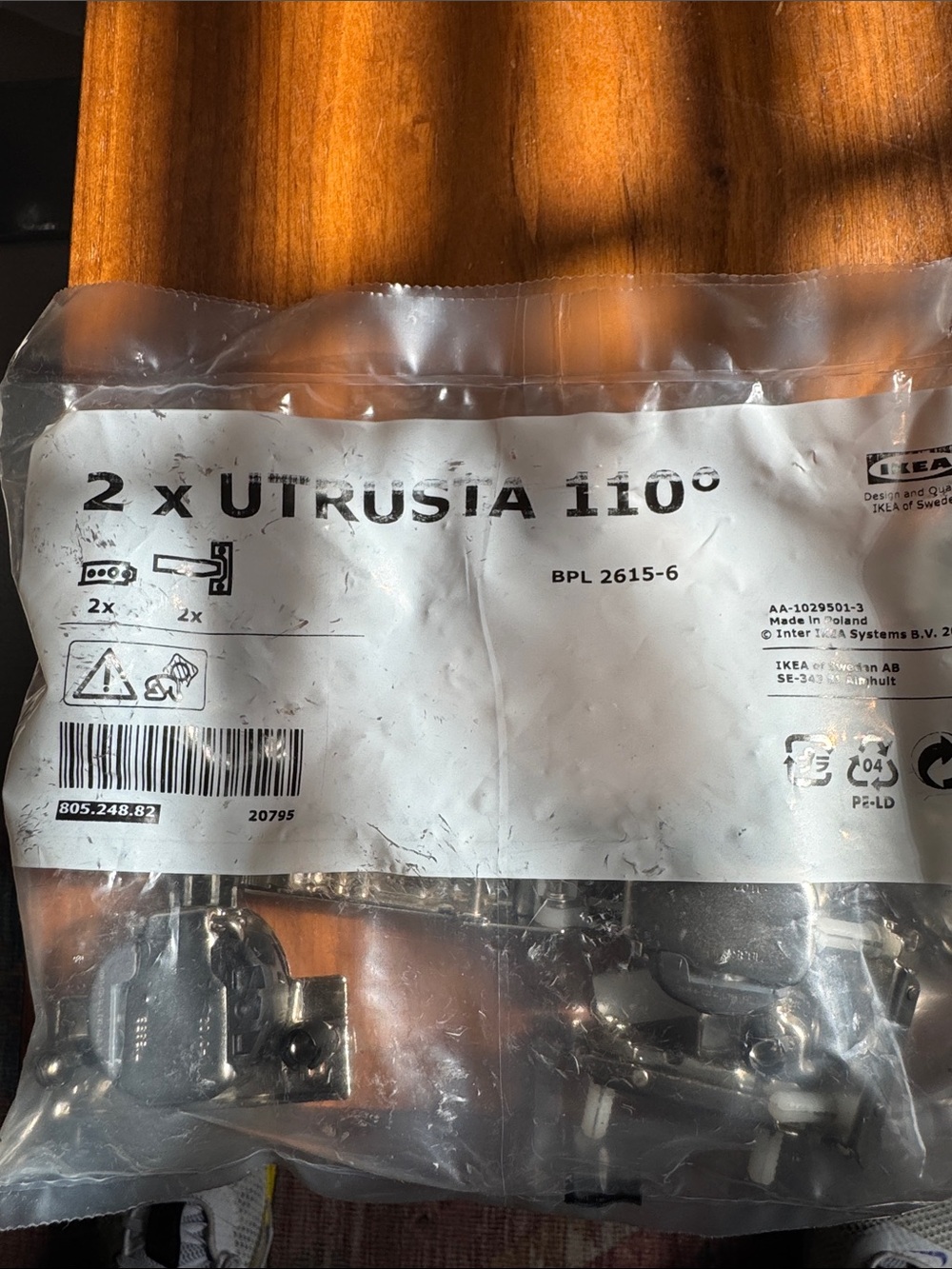 IKEA UTRUSTA 110° Cabinet Hinges Silver (2-Pack)